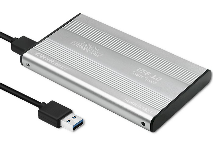 Aluminiowa obudowa zewnętrzna USB 3.0/SATA3 Qoltec dla dysków HDD/SSD 2.5" - srebrny