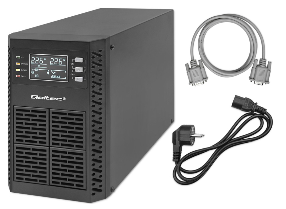 Zasilacz awaryjny UPS Qoltec Power Factor 1.0 1kVA 1000W LCD EPO USB On-line CZYSTY SINUS