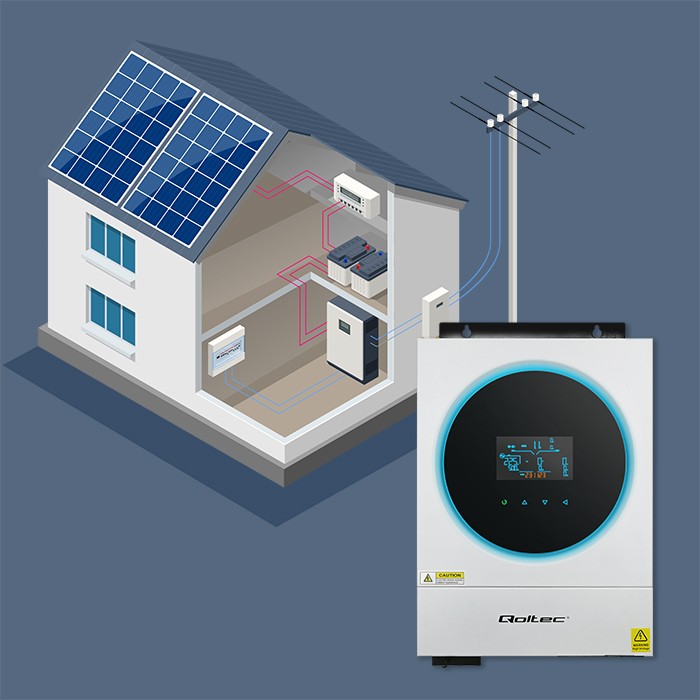 Hybrydowy inwerter solarny Qoltec Off-Grid 4kVA 4kW 120A MPPT LCD Wi-Fi BMS Sinus