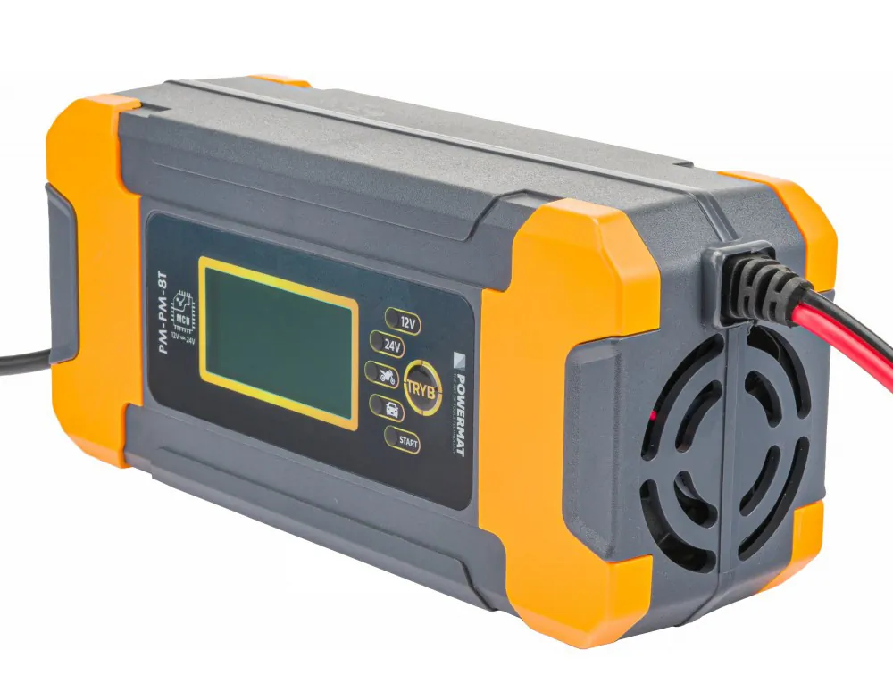 Prostownik mikroprocesorowy akumulatorowy 12V / 24V Powermat PM-PM-8T 10-etapowy LCD
