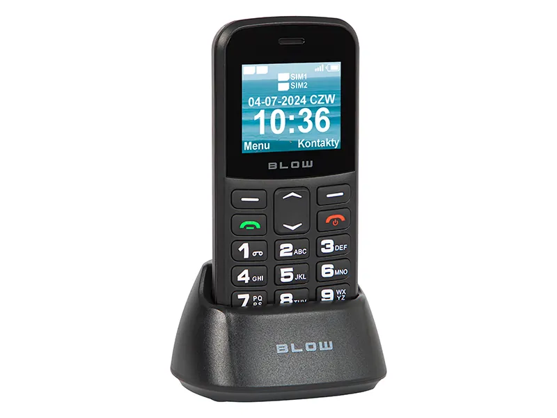 Telefon komórkowy GSM dla seniora z podstawką BLOW S18D