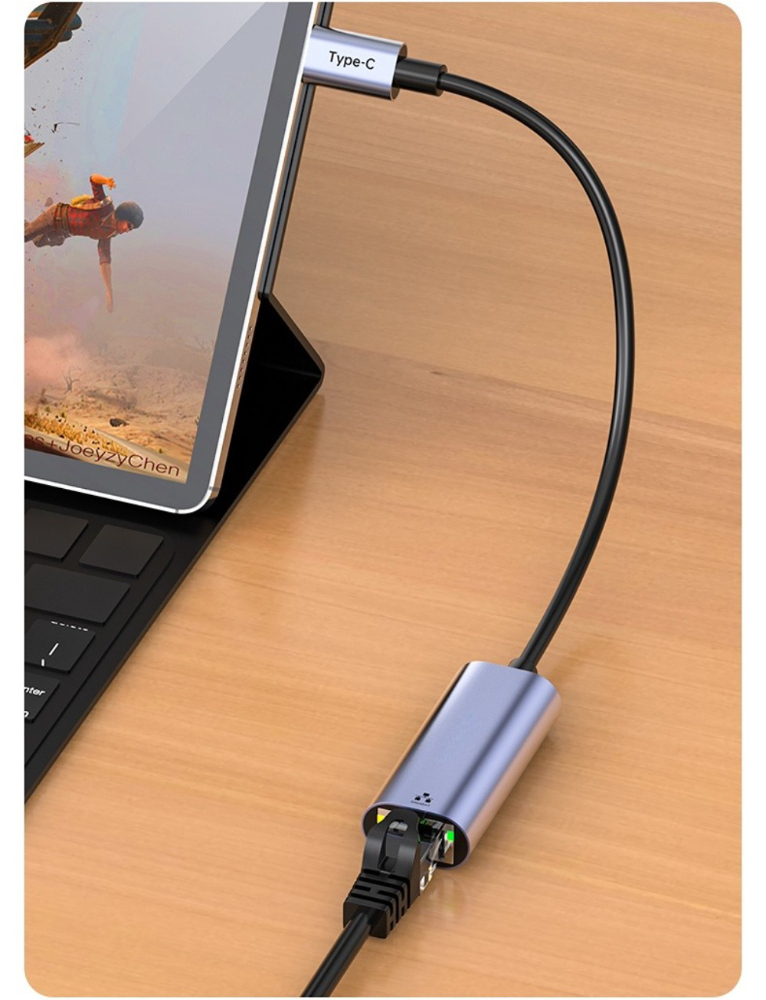HUB adapter USB-C na ETHERNET 10/100/1000Mbps RJ45
