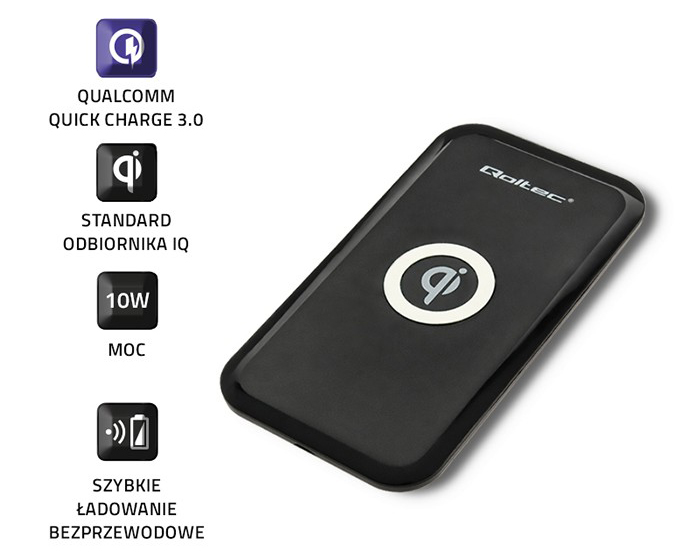 Bezprzewodowa ładowarka indukcyjna Qoltec Qualcomm QuickCharge 3.0 10W - czarny