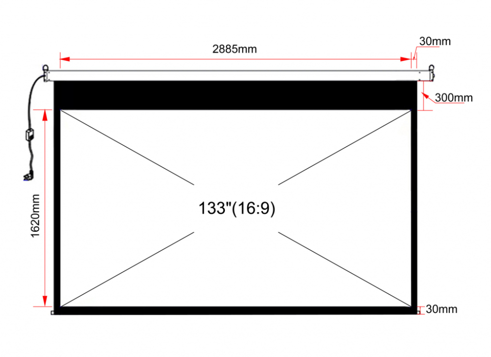 Elektryczny ekran projekcyjny ART EA-133 16:9 133" 294x165cm z pilotem
