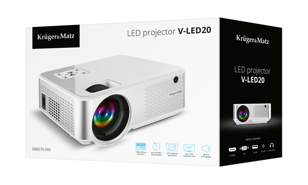 Projektor multimedialny LED rzutnik Kruger&Matz V-LED20 Bluetooth