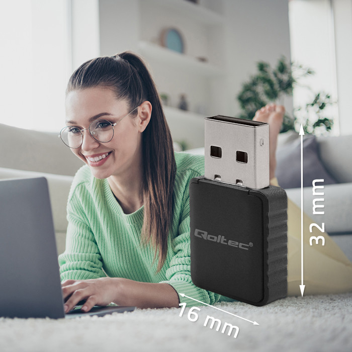 Bezprzewodowy Ultra szybki DUAL mini WiFi adapter 2x 2dBi Qoltec standard AC USB 3.0 1300Mbps