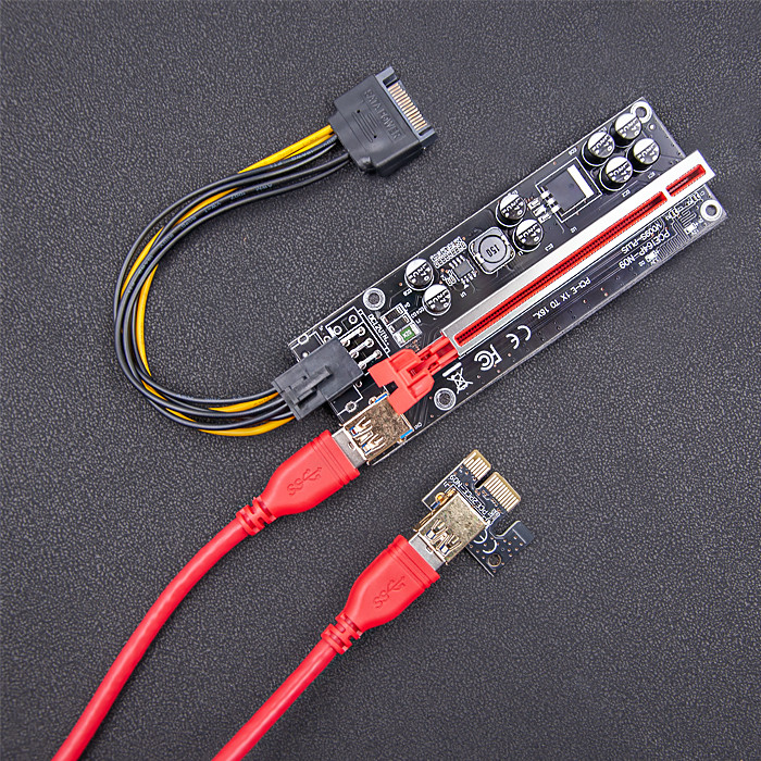 Riser PCI-E Qoltec 1x-16x USB 3.0 ver. 010S SATA / PCI-E 6pin