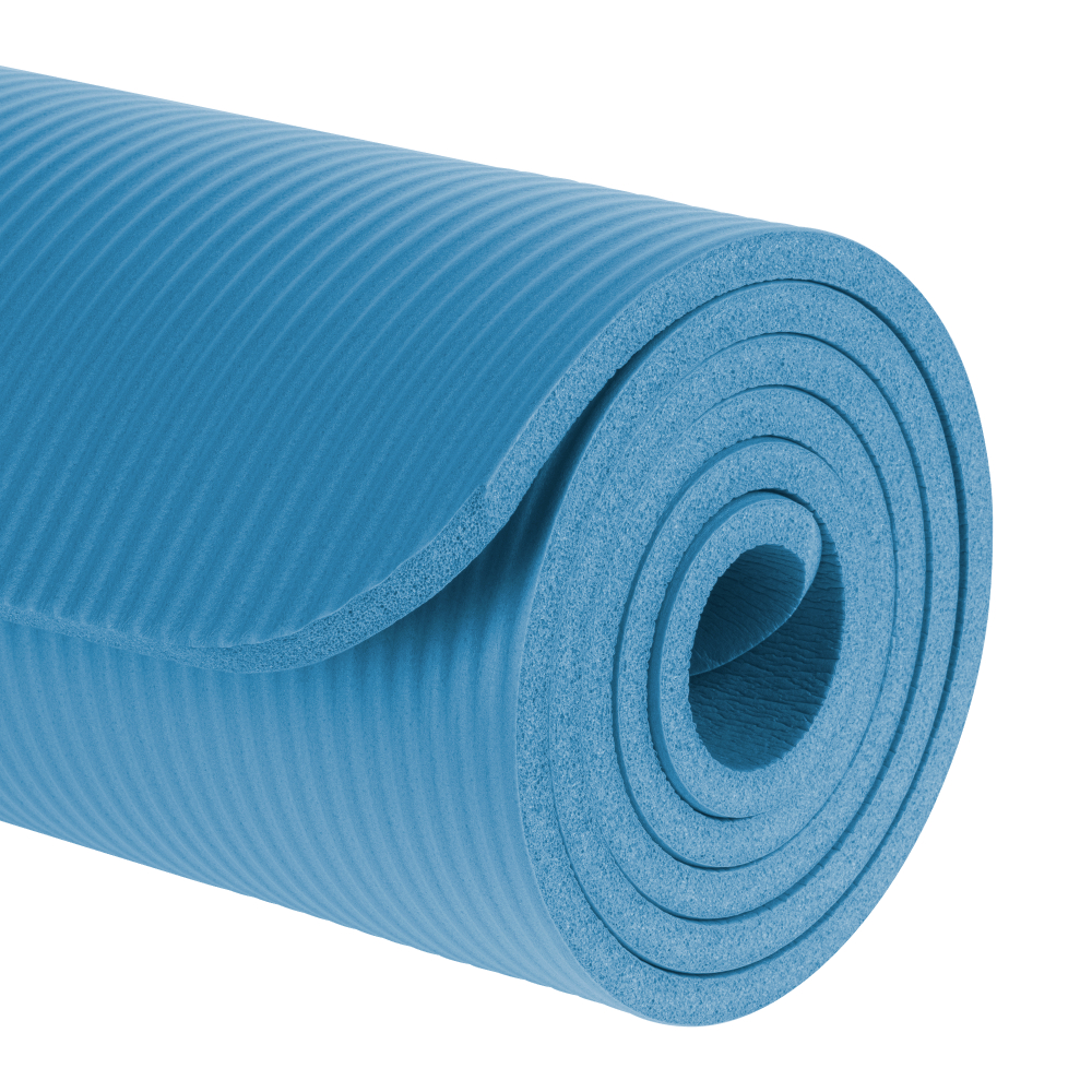 Mata gimnastyczna do ćwiczeń joga pilates fitness 183x61cm grubość 1,5cm REBEL ACTIVE - kolor niebieski