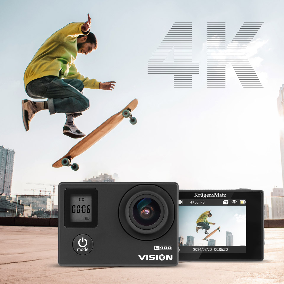 Kamera sportowa Kruger&Matz Vision L400 4K Wi-Fi + akcesoria