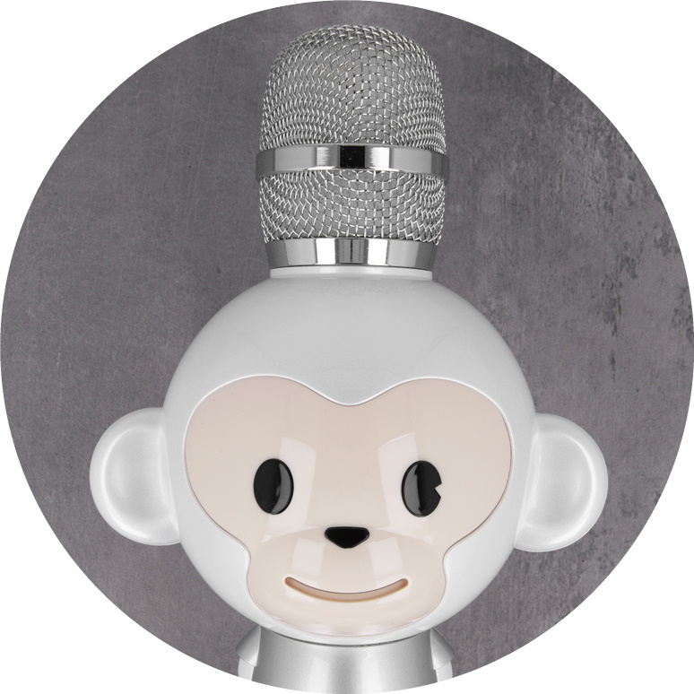 Mikrofon z głośnikiem bluetooth dla dzieci Forever Animal małpka - srebrny/biały - AMS-100