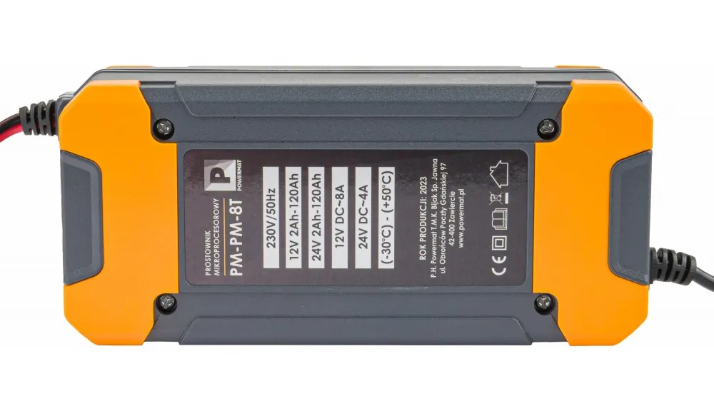 Prostownik mikroprocesorowy akumulatorowy 12V / 24V Powermat PM-PM-8T 10-etapowy LCD