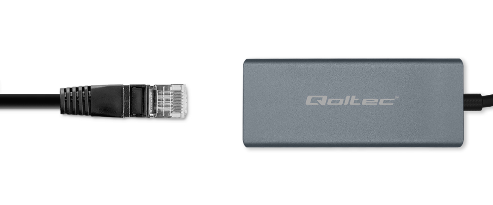 Adapter USB-C na RJ45 Ethernet Qoltec 1000Mb/s aluminiowa obudowa