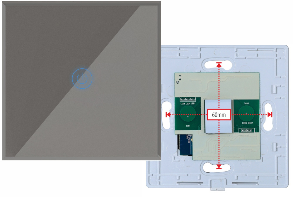 Dotykowy włącznik światła WiFi ART szklany pojedynczy - szary