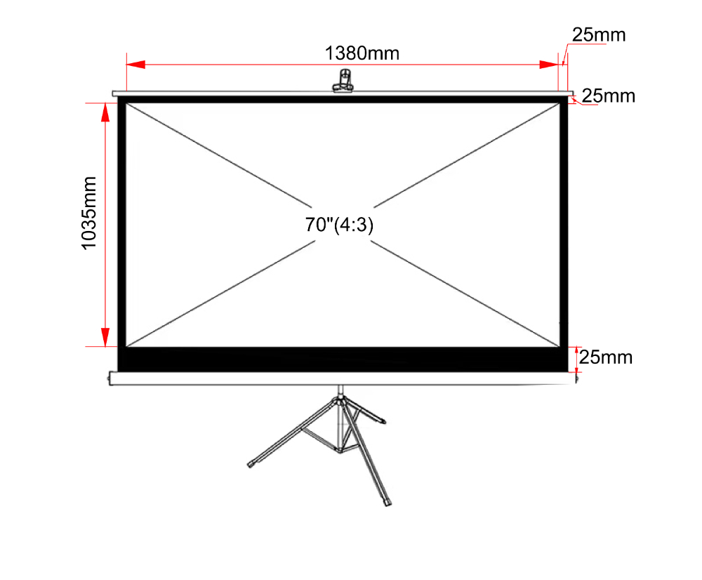 Ekran ręczny na statywie ART TA-70 4:3 70" 111x148cm