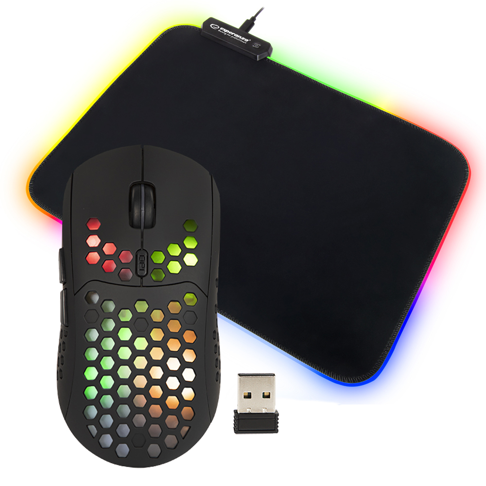 Bezprzewodowa mysz gamingowa BLOW FLASH + podświetlana mata LED GRB