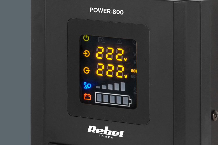 Zasilacz awaryjny Rebel POWER-800 z funkcją ładowania 12V 230V 800VA/500W CZYSTY SINUS