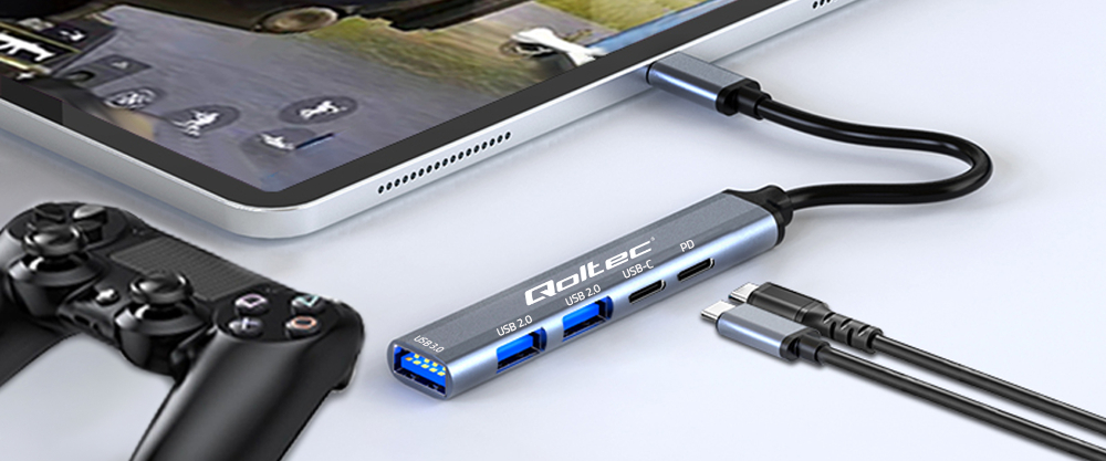 Hub adapter rozdzielacz USB-C 3.1 5w1 Qoltec na USB-C PD + USB-C + 2x USB 2.0 + USB 3.0