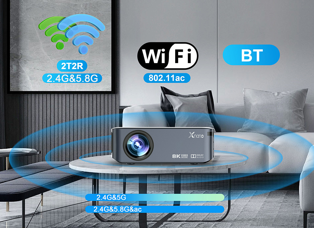Projektor multimedialny LED rzutnik ART X1PRO WiFi Bluetooth Android 9.0 4K 200" + pilot